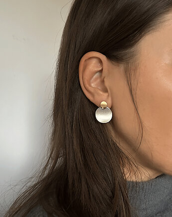 Kolczyki PLATES G2, srebro 925, 24K złoto, Friedman Jewelry