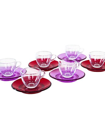 Komplet filiżanek szklanych, włoski design, lata 70,  Fratelli Guzzini, Przetwory design
