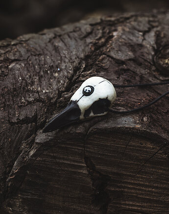 Wisior Czaszka Ptaka - Kruk - Hematytowe oko, Nest of Bones