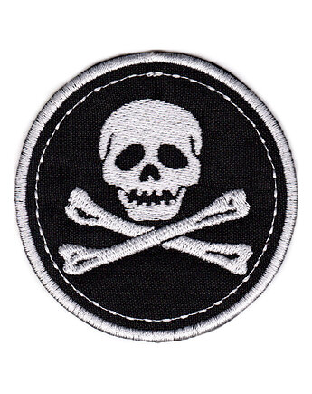 Naszywka naprasowanka CZASZKA W KOLE termoprzylepna haft 7,5cm, Wyszywane