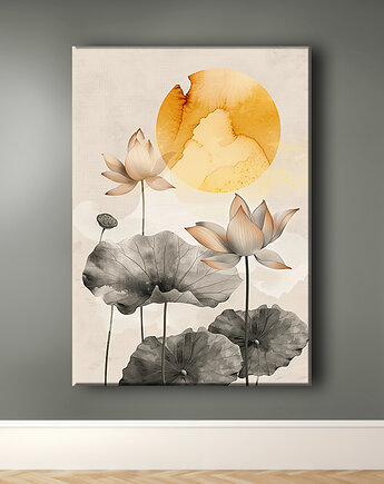 Lotus - Obraz na płótnie - Druk Blejtrama - Chiński Orient, Zen #15, Black Sapphire Art