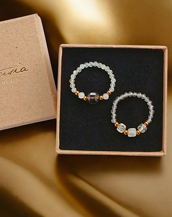 Zestaw pierścionków : DOBROBYT - cytryn, kwarc dymny, kryształ górski, kaktusia