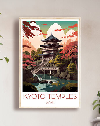Japonia - Świątynie Kioto - Plakat, pamiątka dla podróżnika, Black Sapphire Art