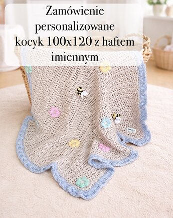 Przedmiot na zamówienie - kocyka Magic Garden Merino z haftem, GANGSTA KNIT