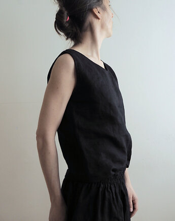 Top lniany 100%, czarny, madebyjokpa