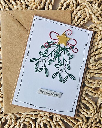 Kartka bożonarodzeniowa z jemiołą clean&simple, papierololo