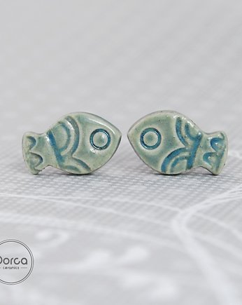 Kolczyki ceramiczne Rybki niebeskie z wzorkiem- cermiczne , Dorca