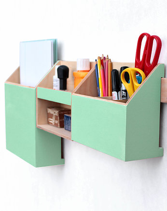 Organizer - zestaw na ścianę - Miętowy, Clock Wood Studio