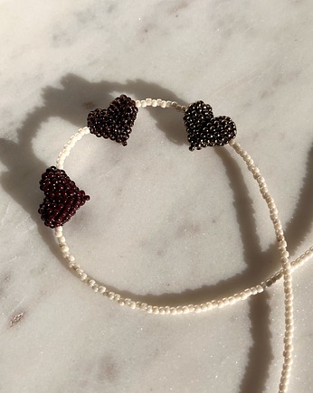 Naszyjnik - tre cuori marroni, LIMONI E FIORI