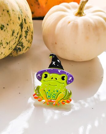 Pin żaba, przypinka  z wizerunkiem żaby, akcesoria do stylizacji na halloween