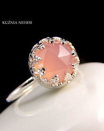 Pierścień Lea - Rose Quartz - Chalcedon, Kuźnia Nehesi