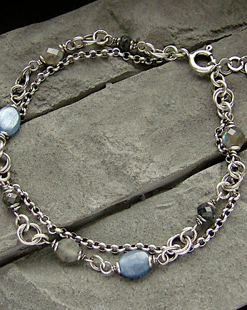 Kyanit, szafir, labradoryt - bransoletka, RayOfArt