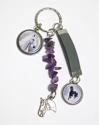 Breloczek, talizman - Konie, ametyst, yenoo