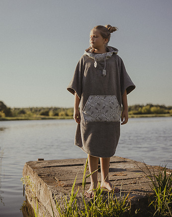Surf ponczo plażowe POPIEL ananas, ręcznik kąpielowy, KIDS, VADA.PROJEKT