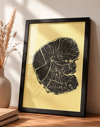 Obraz Plaster Drewna w Czarnej Ramie. Nowoczesna Grafika do Salonu 20x30, Kuźnia Obrazów