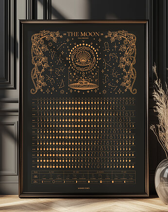 Plakat Kalendarz Faz Księżyca 2025 Black format 50x70cm, Wonder Tones