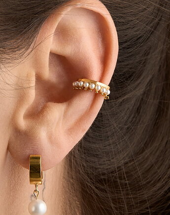 Nausznica ozdobiona perłami - srebro 925 pozłacane, Coccola JEWELLERY