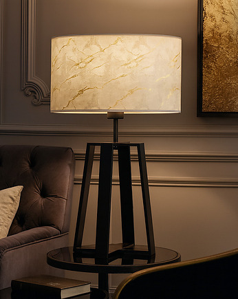 Piękna lampa stołowa do salonu z designerskim kloszem THOR MARMUR, LYSNE