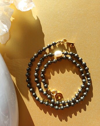 Naszyjnik piryt, perła naturalna, s e n s e d  accessories