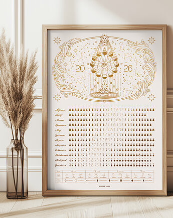 Kalendarz Faz Księżyca 2026 - Plakat Beige format 40x50cm, Wonder Tones