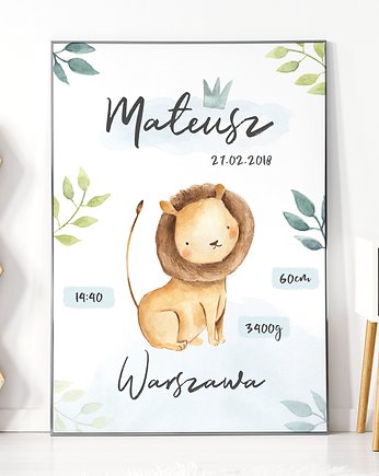PLAKAT METRYCZKA Z LWEM P076, Yoko Design