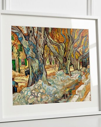 PLAKAT dekoracyjny , Vincent van Gogh reprodukcja, platany obraz, black dot studio