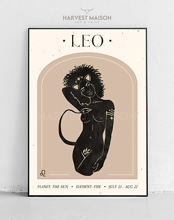 Plakat Pomysł na prezent Zodiakalna Kobieta Znak Zodiaku Lew, Harvest Maison