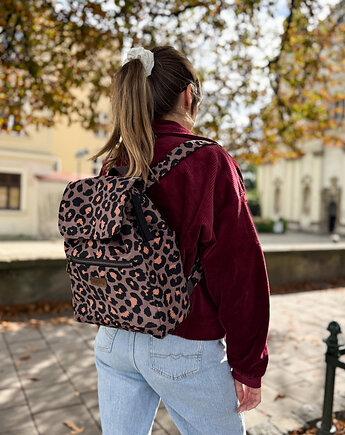 Plecak welurowy lucky panterka (Różne rozmiary), sacky bag