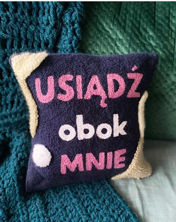 Poduszka Usiądź Obok Mnie, TakieTam dekoracje z wełny