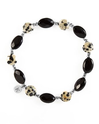 Bransoletka z owalnych Onyksów - dobrobyt - Wersja Srebrna