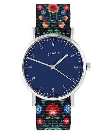 Zegarek - Simple, granat - folk czarny, nato, yenoo