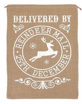 Worek jutowy na prezenty od Świętego Mikołaja, biały, MIA home