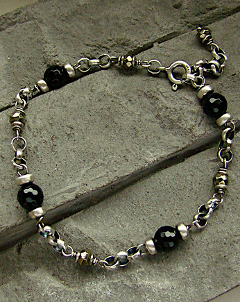 Onyks i piryt - bransoletka, RayOfArt