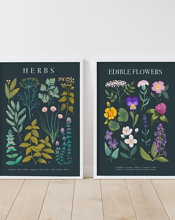 Zestaw "Herbs" i "Edible Flowers" 30x40 cm, Studio Stonka