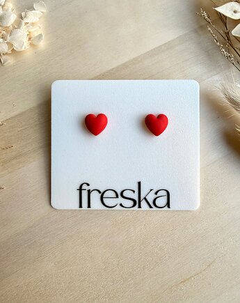 Kolczyki Serca 3D - czerwone, freska