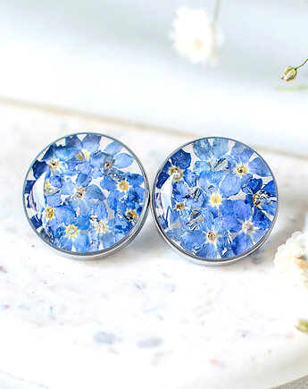 Kolczyki sztyfty z niezapominajkami, nature gift