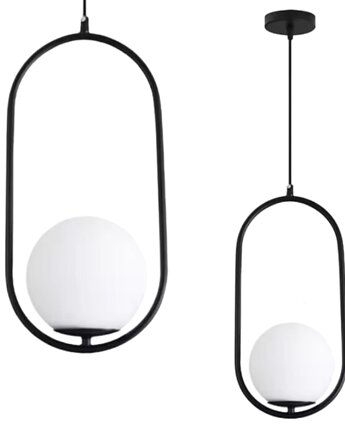 Lampa wisząca zwis żyrandol lampa na sufit czarna szkło kula LED E27, VOLTA LIGHT