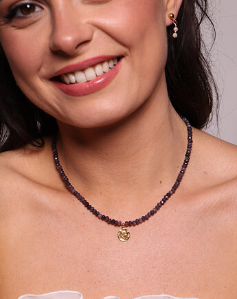 Naszyjnik jadeit śliwkowy fiolet z zawieszką, Bring Biżuteria