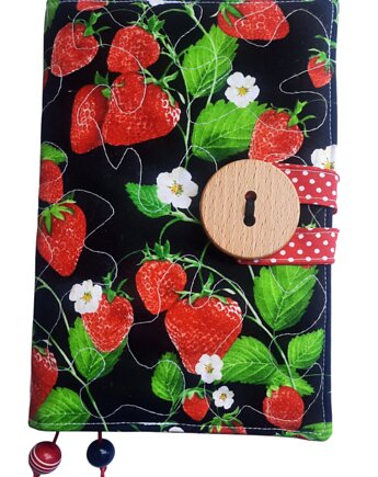Truskawki z guzikiem - notatnik, pamiętnik, okładka, Gazynia
