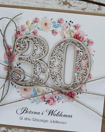 Personalizowana ręcznie robiona kartka życzenia na 30 rocznicę ślubu, sorte