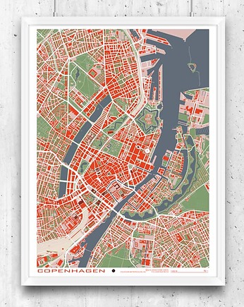 Plakat Kopenhaga - plan miasta, OKAZJE - Prezent na Mikołajki