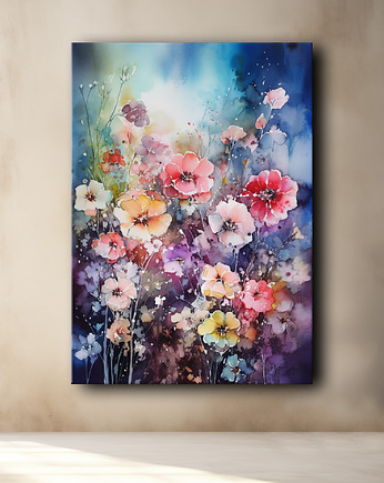 Polne kwiaty - Plakat - Olej, Boho, Abstrakcja, Black Sapphire Art