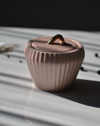 Cukiernica różowa ze złotym uchwytem, OSOBY - Prezent dla dwojga