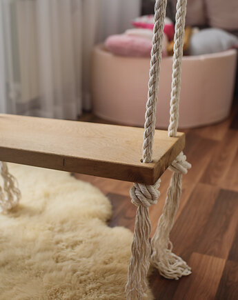 Huśtawka dębowa dla dzieci i dorosłych! STYL BOHO 70 x 25 cm. Prawdziwy dąb, OhSwing