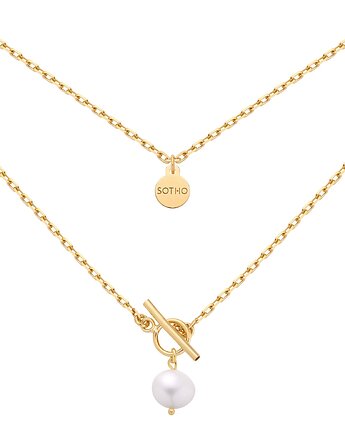 Złoty masywny łańcuszek z naturalną perłą, SOTHO