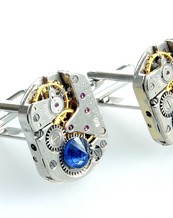 SREBRO - Spinki do koszuli - SQUARES II Deep Navy, DROBINY CZASU