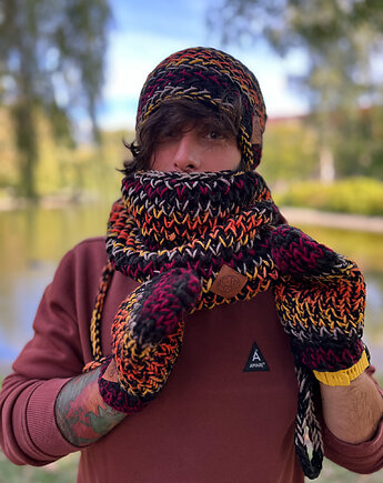 Męski mały komin MERINO 50% ,,Ciemna jesień, Brain Inside