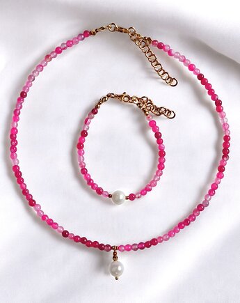 RAZEM TANIEJ! naszyjnik & bransoletka : fuchsia & pearl collection, kaktusia