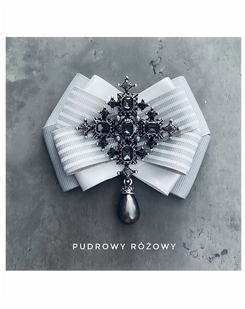 Brosza  z Ogromną ozdobą Glamour! Szara perła, Pudrowy Różowy