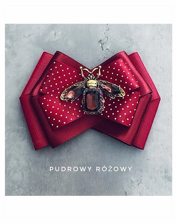 Brosza z owadem w kolorze czerwonego wina, Pudrowy Różowy